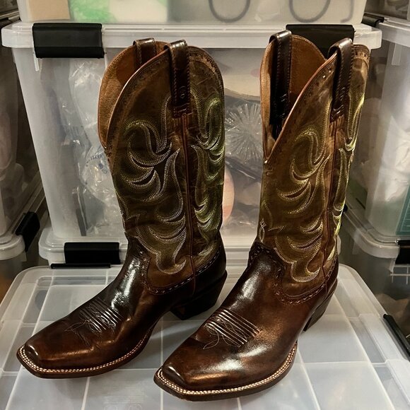 Ariat Men’s Turnback Western Cowboy Boots Brown Leather Size 12D – Excellent Con - Picture 1 of 6